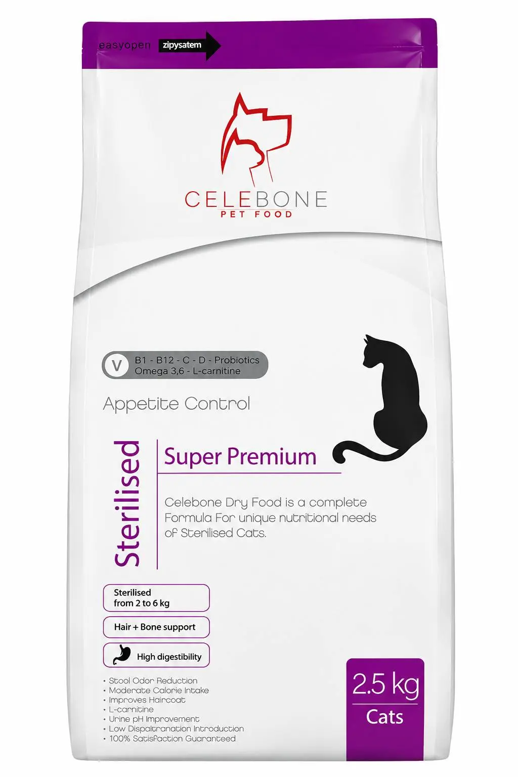 غذای خشک گربه عقیم شده سلبن (Celebone) مدل Sterilised Super Premium وزن ۲.۵ کیلوگرم