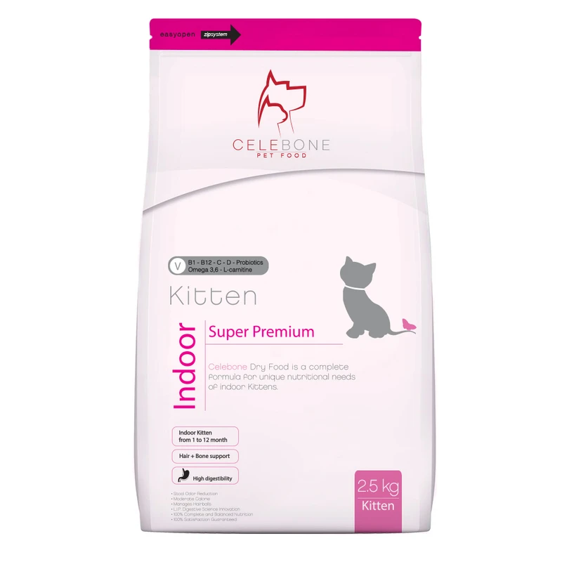 غذای خشک بچه گربه سلبن (Celebone) مدل Indoor وزن ۲.۵ کیلوگرم