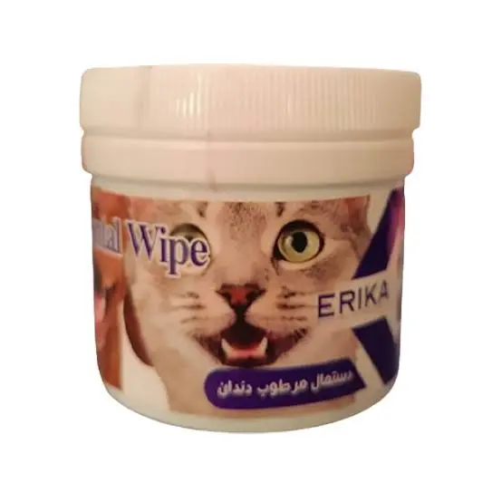 دستمال مرطوب تمیز کننده دندان سگ و گربه اریکا (Erika) بسته ۷۰ عددی