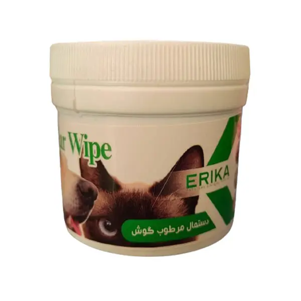 دستمال مرطوب تمیز کننده گوش سگ و گربه اریکا (Erika) بسته ۷۰ عددی